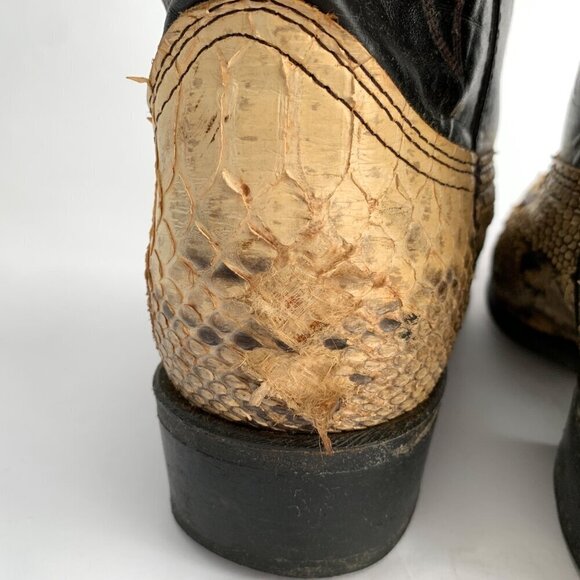 Durango Vintage Python Black Leather Cowboy Boots 9 - Picture 3 of 10